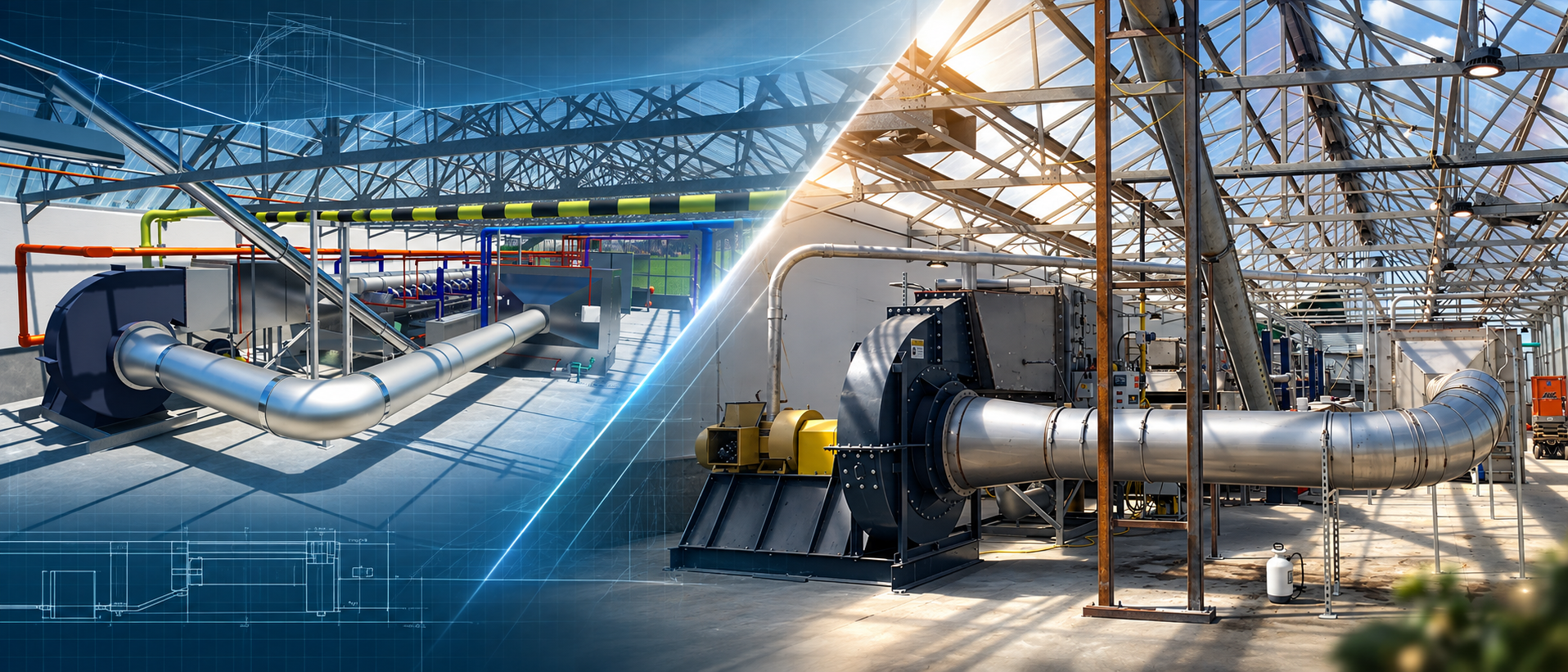 Interior engineering rendering of the Fayetteville thermal drying facility.